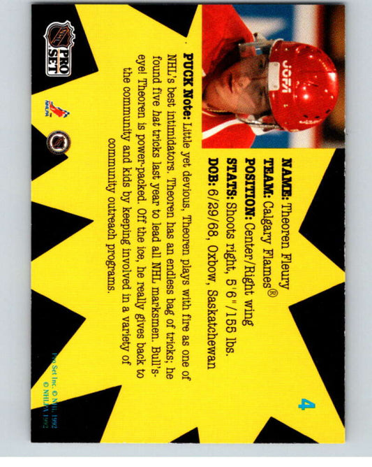 1991-92 Pro Set Puck Candy #4 Theo Fleury  Calgary Flames  V54594 Image 2