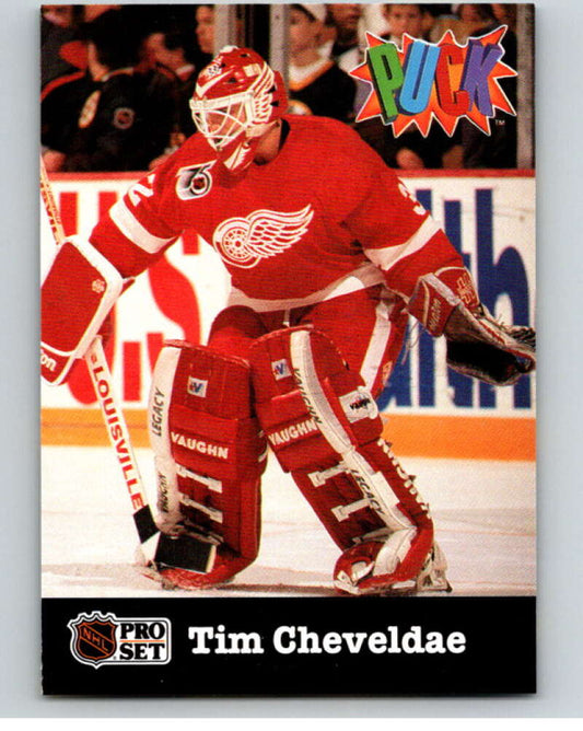 1991-92 Pro Set Puck Candy #7 Tim Cheveldae  Detroit Red Wings  V54597 Image 1