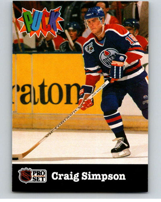 1991-92 Pro Set Puck Candy #9 Craig Simpson  Edmonton Oilers  V54603 Image 1