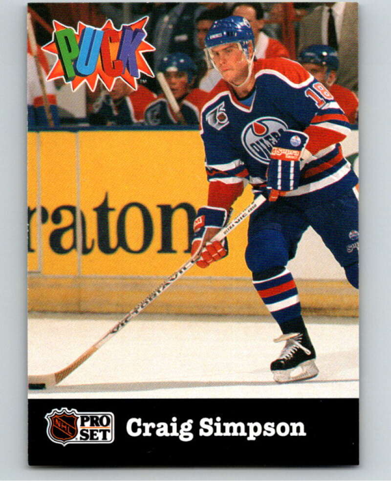 1991-92 Pro Set Puck Candy #9 Craig Simpson Edmonton Oilers V54605 Image 1