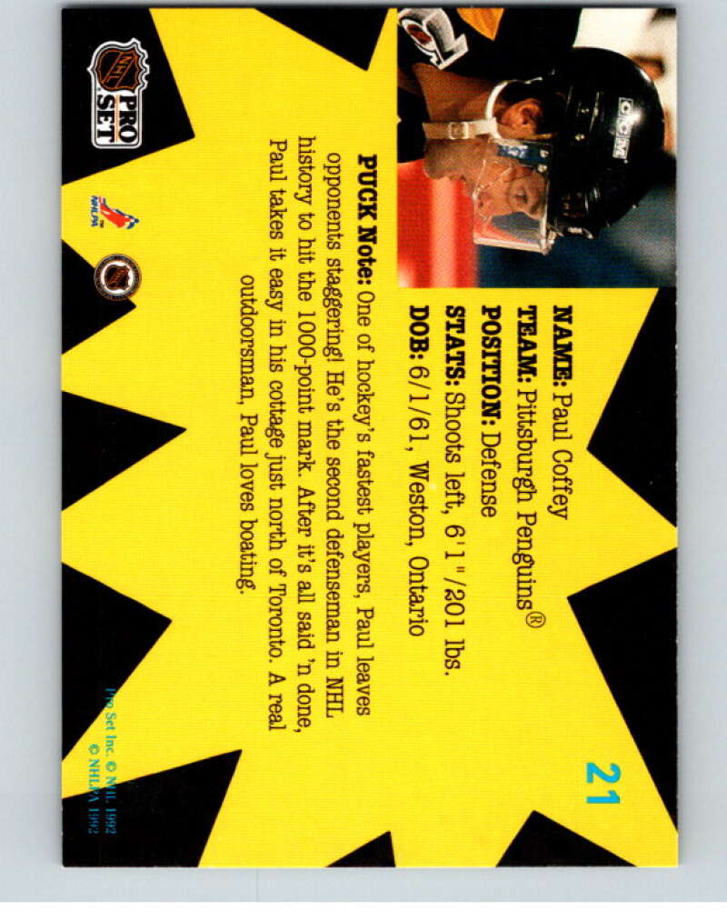 1991-92 Pro Set Puck Candy #21 Paul Coffey V54627 Image 2