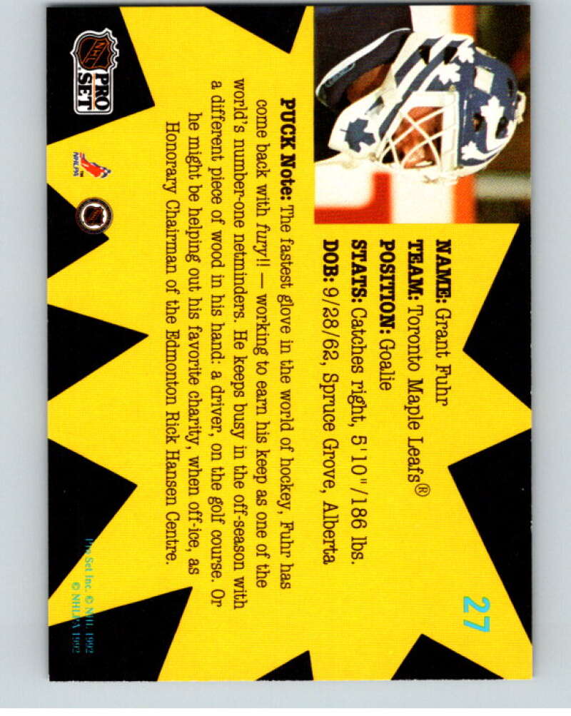 1991-92 Pro Set Puck Candy #27 Grant Fuhr V54645 Image 2