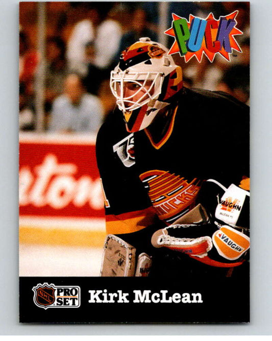 1991-92 Pro Set Puck Candy #28 Kirk McLean  Vancouver Canucks  V54646 Image 1