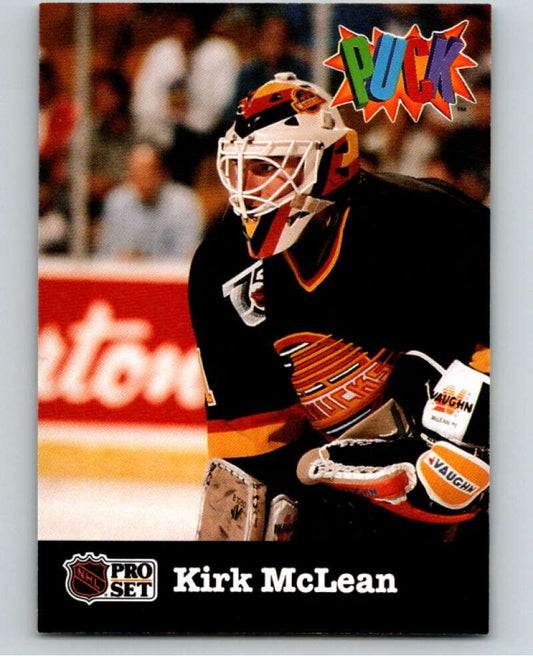 1991-92 Pro Set Puck Candy #28 Kirk McLean  Vancouver Canucks  V54647 Image 1