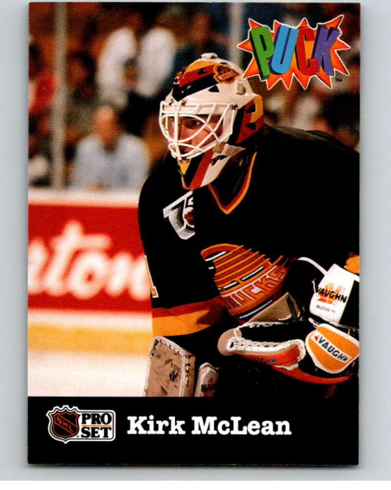 1991-92 Pro Set Puck Candy #28 Kirk McLean Vancouver Canucks V54647 Image 1