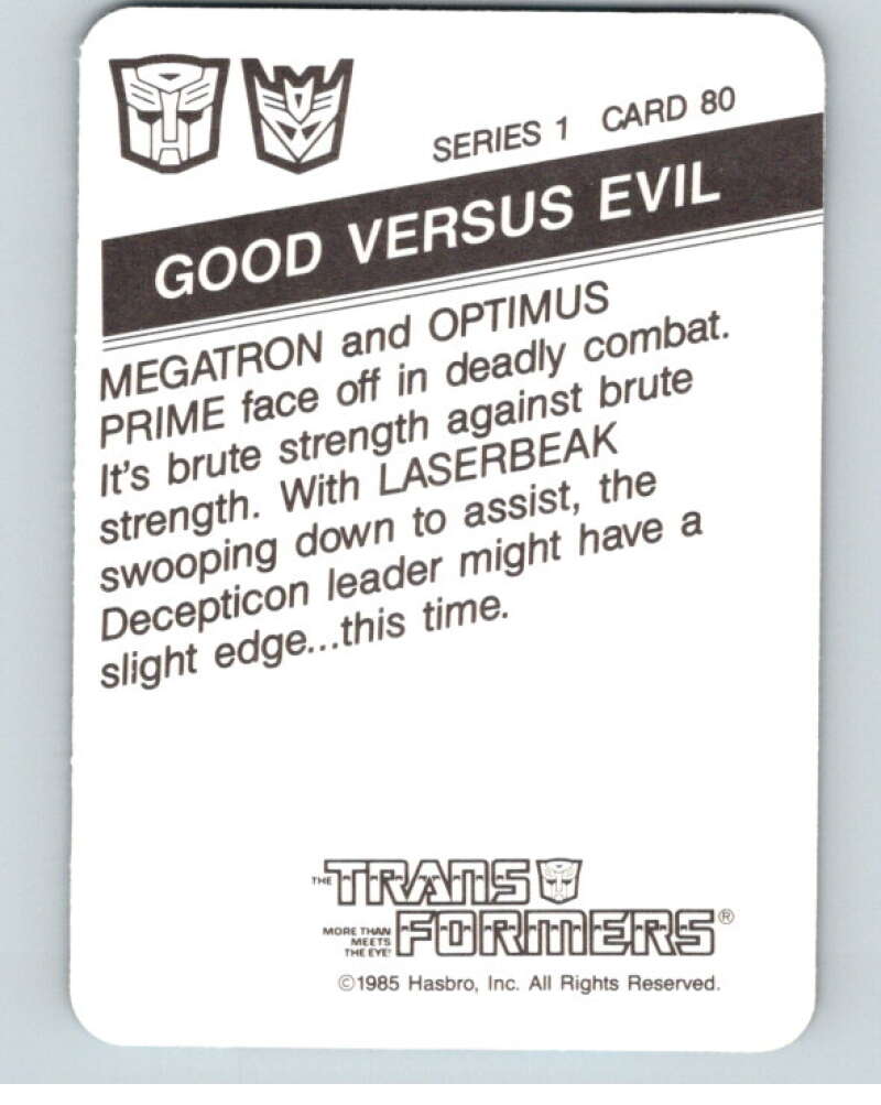 1985 Hasbro Transformers #80 Good Versus Evil V54754 Image 2