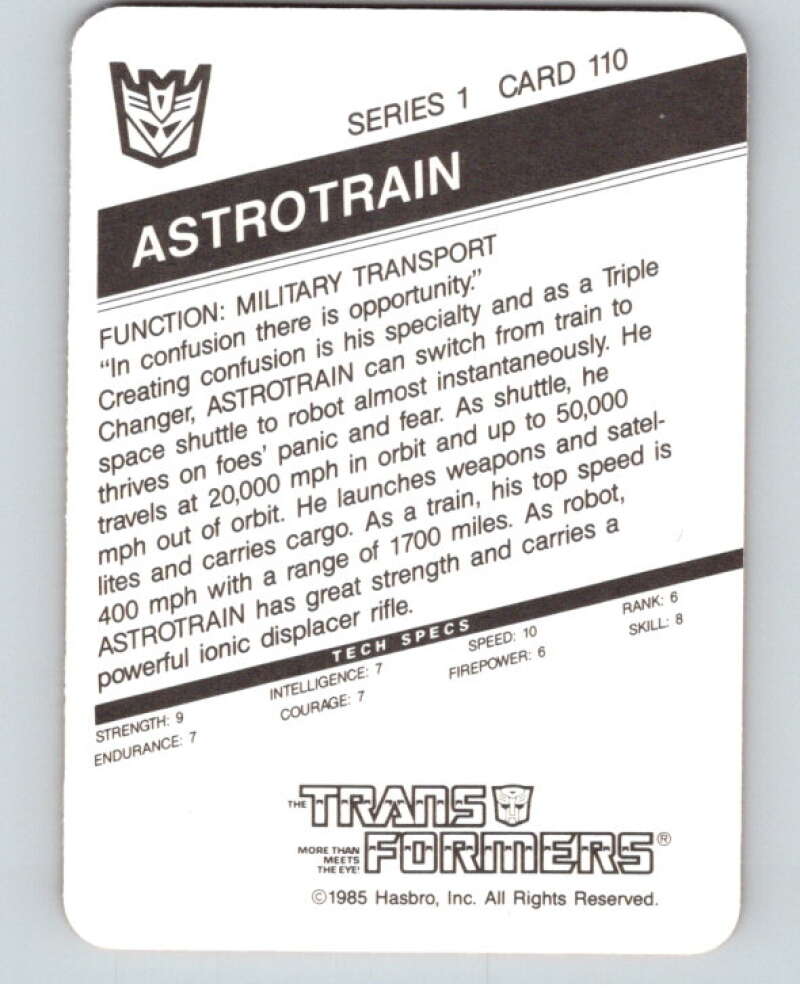 1985 Hasbro Transformers #110A Astrotrain V54760 Image 2