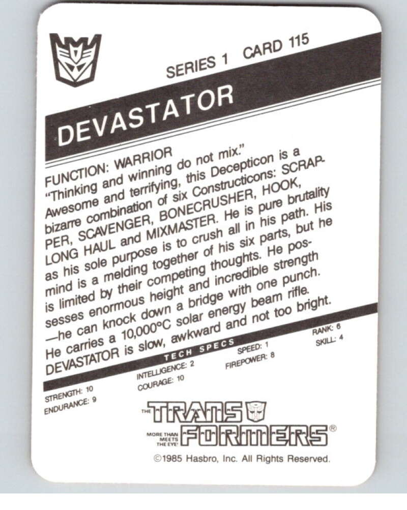 1985 Hasbro Transformers #115A Devestator V54763 Image 2