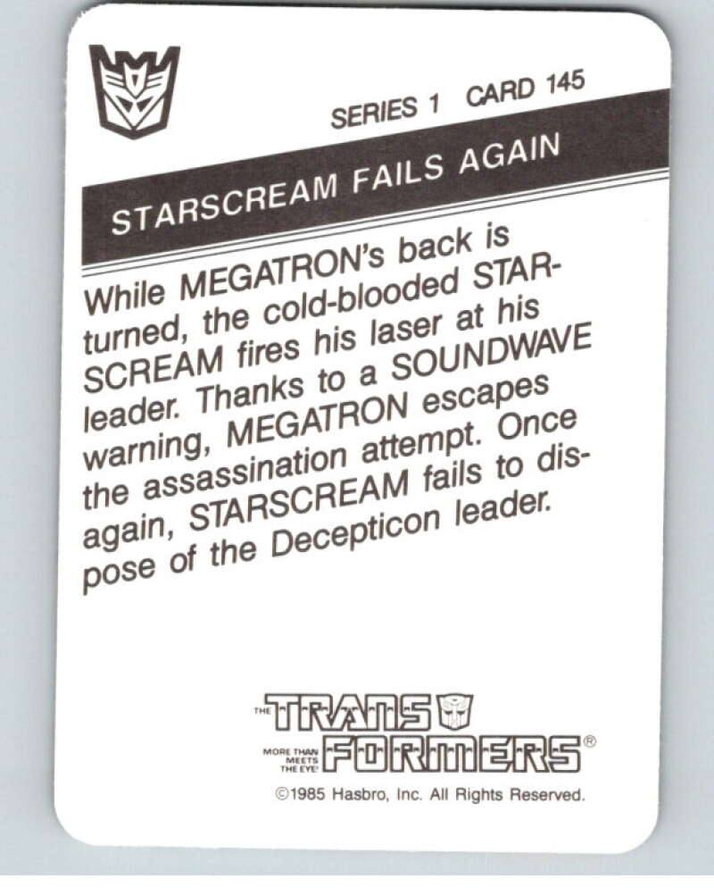 1985 Hasbro Transformers #145 Starscream Fails Again V54768 Image 2
