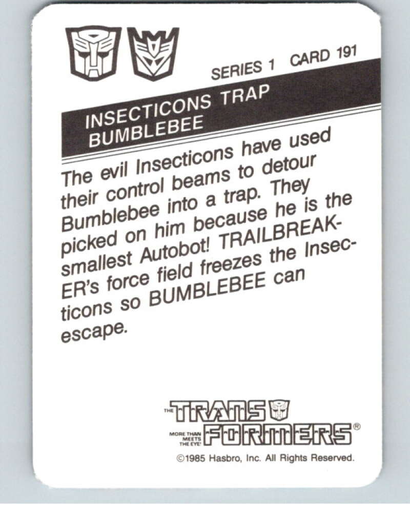 1985 Hasbro Transformers #191 Insecticons Trap Bumblebee V54791 Image 2