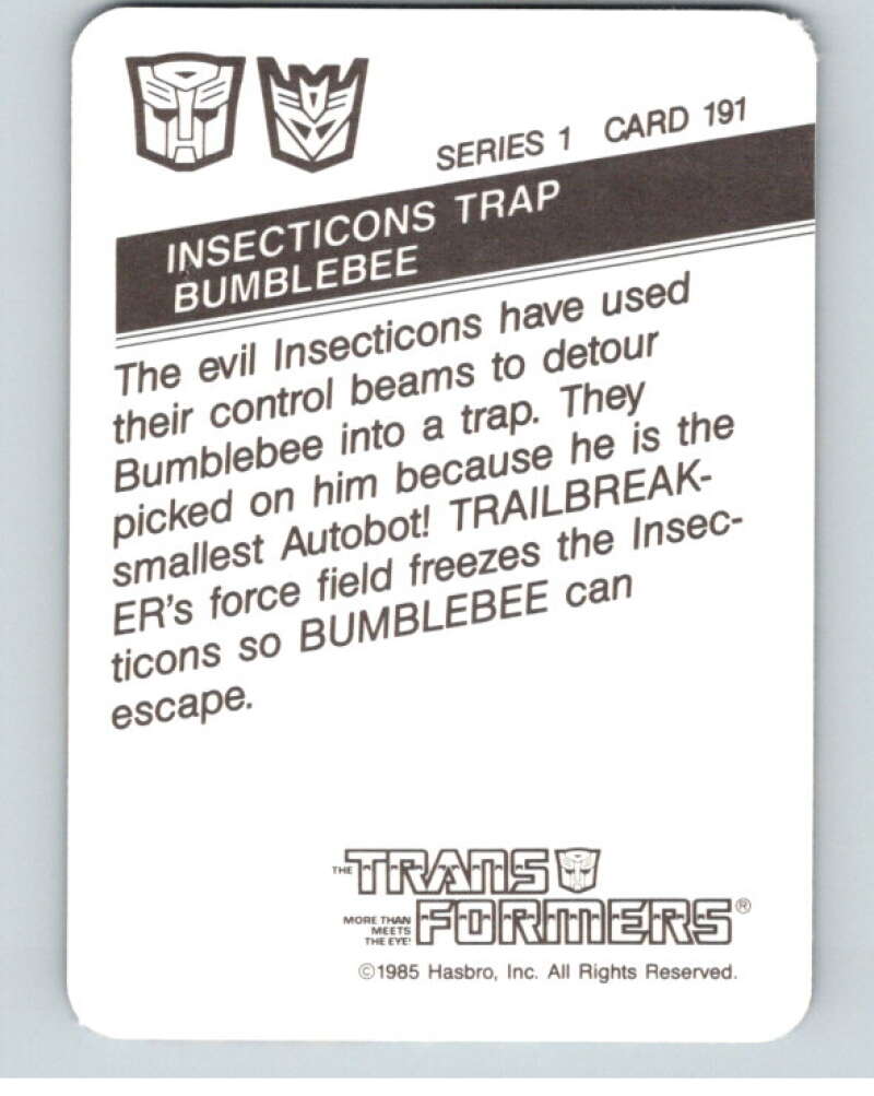 1985 Hasbro Transformers #191 Insecticons Trap Bumblebee V54792 Image 2