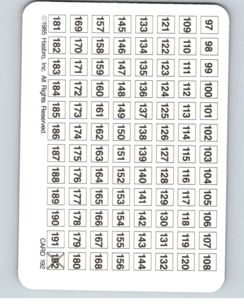 1985 Hasbro Transformers #192 Checklist V54793 Image 2