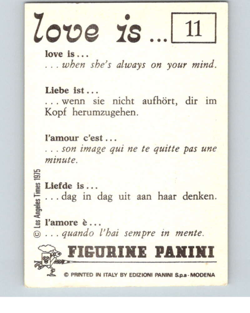 1977 Italy Panini Love Is... Albulm Sticker #11 - V54796 Image 2