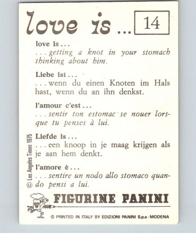 1977 Italy Panini Love Is... Albulm Sticker #14 -  V54798 Image 2