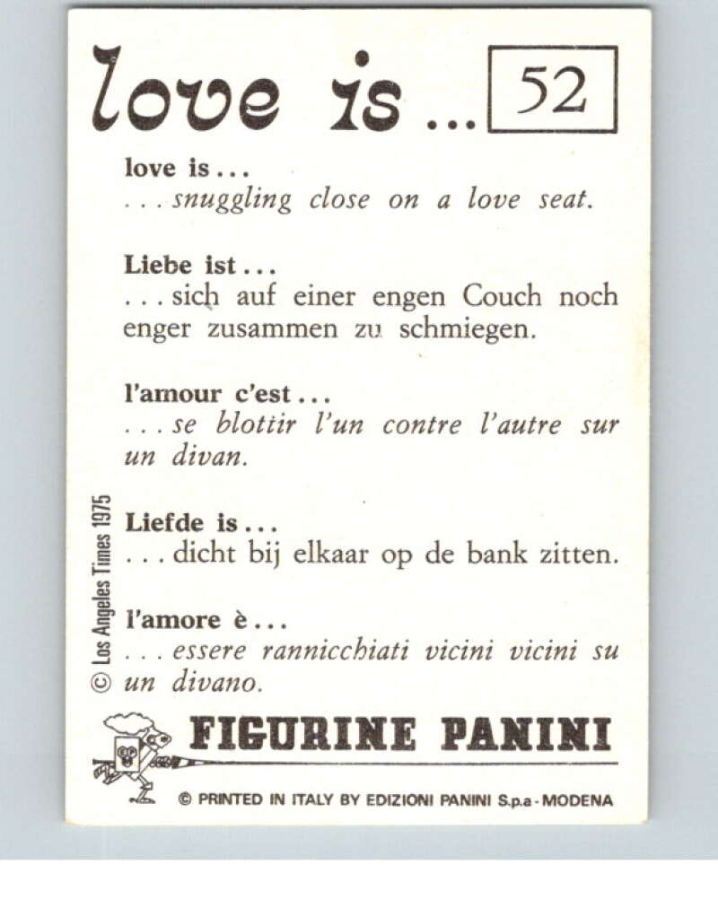 1977 Italy Panini Love Is... Albulm Sticker #52 - V54809 Image 2