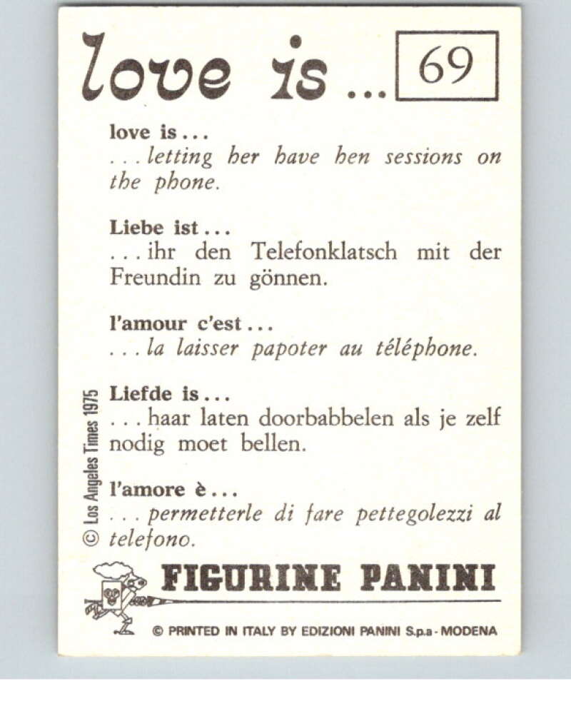 1977 Italy Panini Love Is... Albulm Sticker #69 - V54816 Image 2