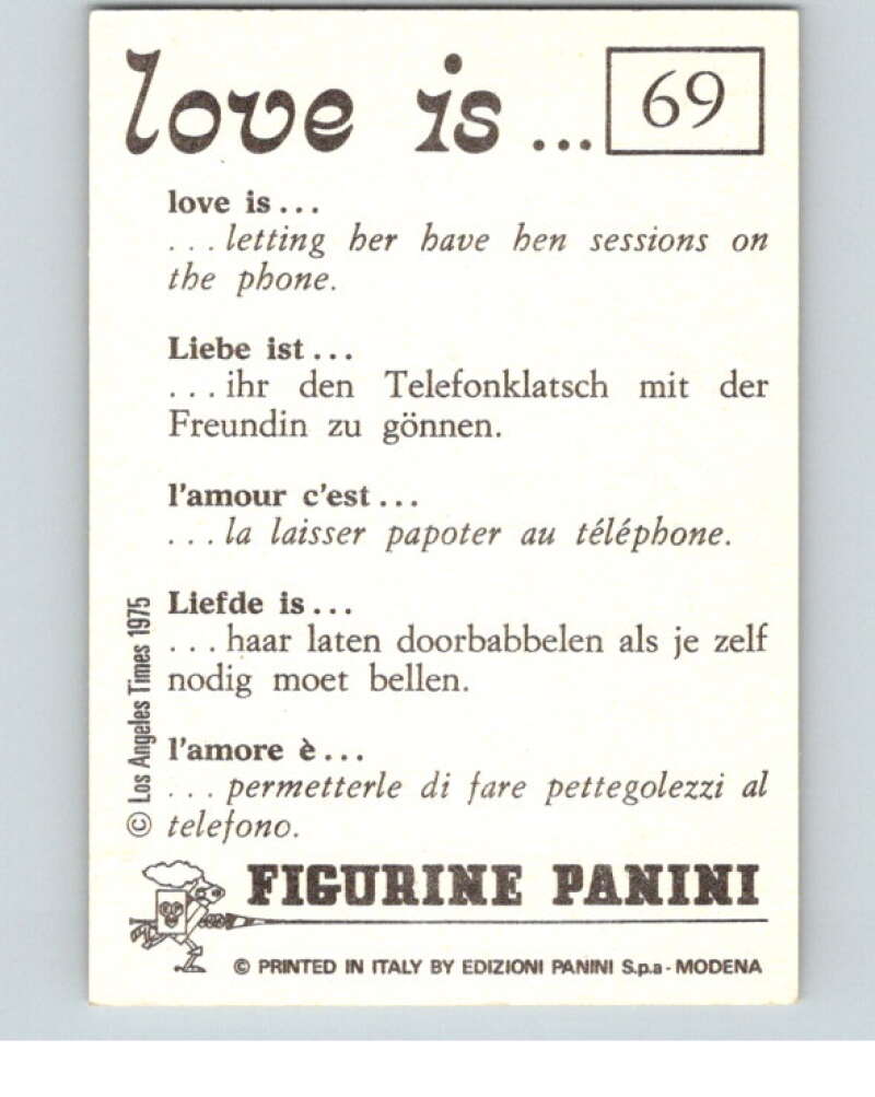 1977 Italy Panini Love Is... Albulm Sticker #69 -  V54816 Image 2