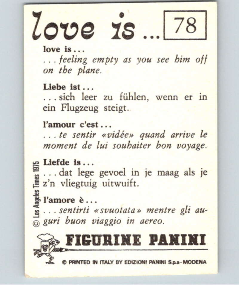 1977 Italy Panini Love Is... Albulm Sticker #78 - V54820 Image 2