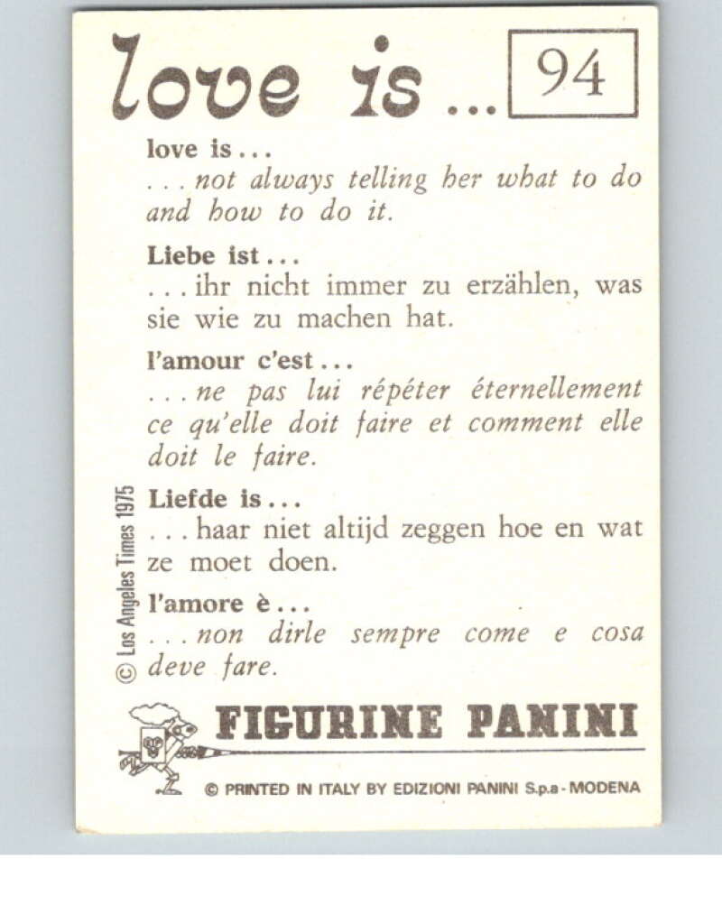 1977 Italy Panini Love Is... Albulm Sticker #94 - V54829 Image 2