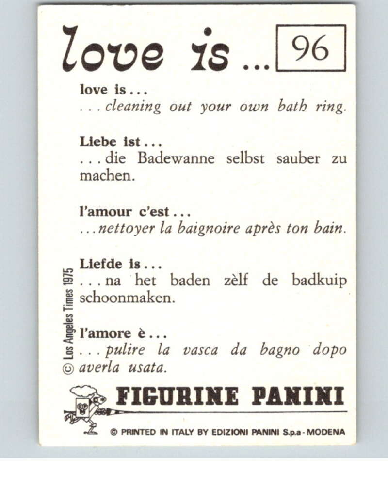 1977 Italy Panini Love Is... Albulm Sticker #96 -  V54830 Image 2