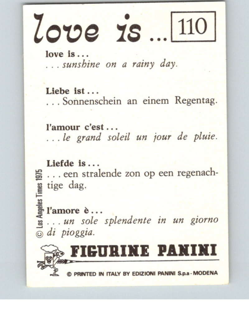 1977 Italy Panini Love Is... Albulm Sticker #110 - V54836 Image 2