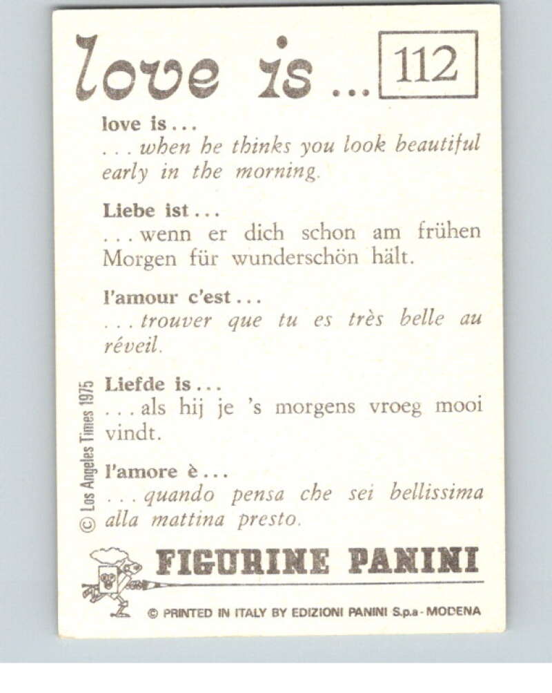 1977 Italy Panini Love Is... Albulm Sticker #112 -  V54838 Image 2