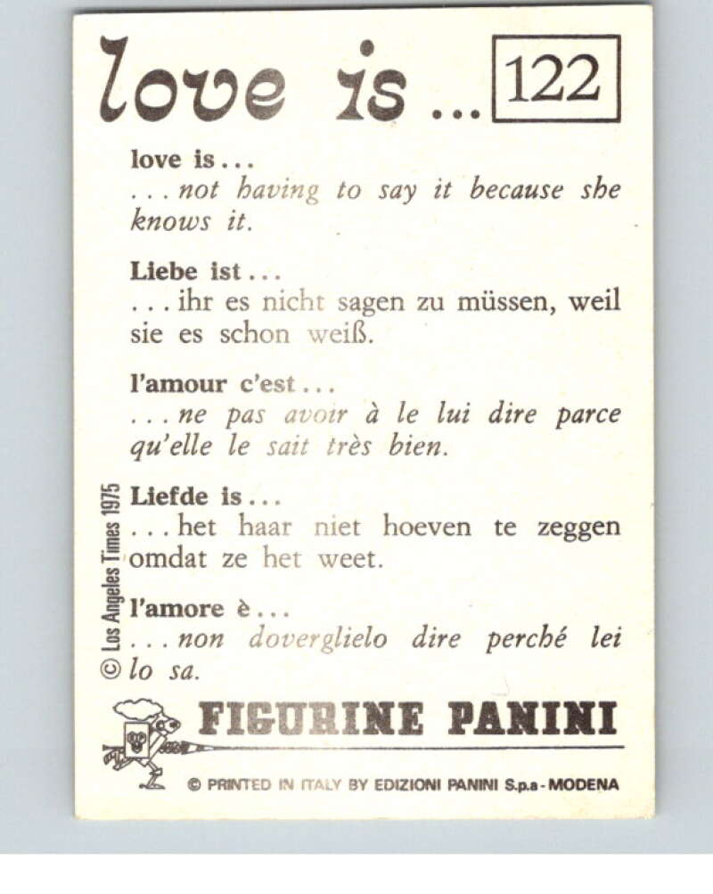 1977 Italy Panini Love Is... Albulm Sticker #122 - V54848 Image 2
