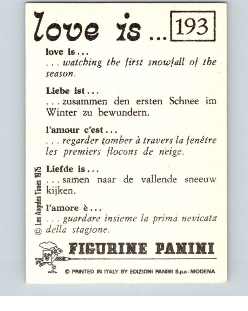 1977 Italy Panini Love Is... Albulm Sticker #193 - V54885 Image 2