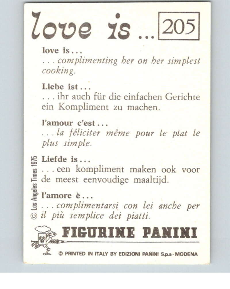 1977 Italy Panini Love Is... Albulm Sticker #205 - V54893 Image 2