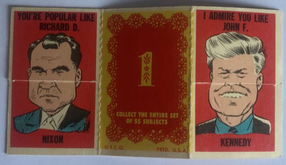 1963 Valentine Foldees #1 Eisenhower, Nixon, Kennedy V54920 Image 2