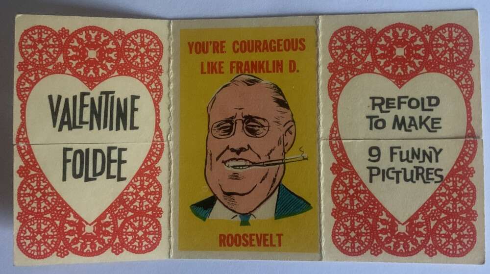 1963 Valentine Foldees #16 Roosevelt, Lincoln, Washington V54922 Image 1