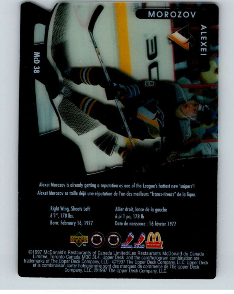 1997-98 McDonald's Upper Deck #38 Alexei Morozov Pittsburgh Penguins V55078 Image 2