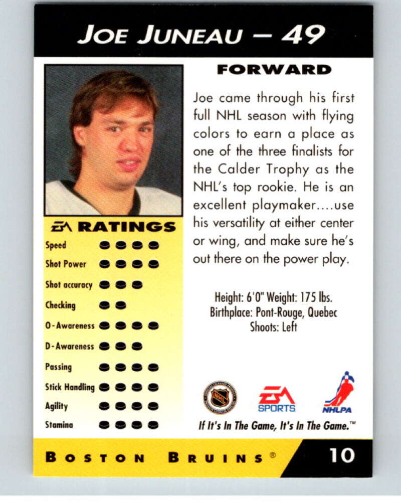 1994 EA Sports Hockey NHLPA '94 #10 Joe Juneau V55119 Image 2