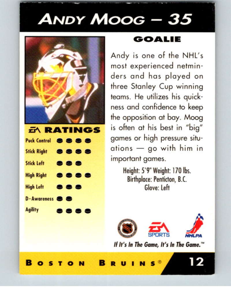 1994 EA Sports Hockey NHLPA '94 #12 Andy Moog V55120 Image 2