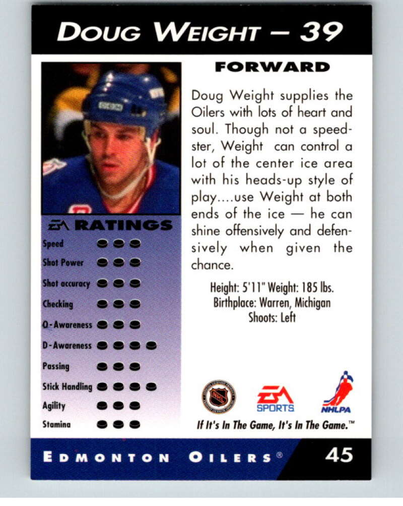 1994 EA Sports Hockey NHLPA '94 #45 Doug Weight V55162 Image 2