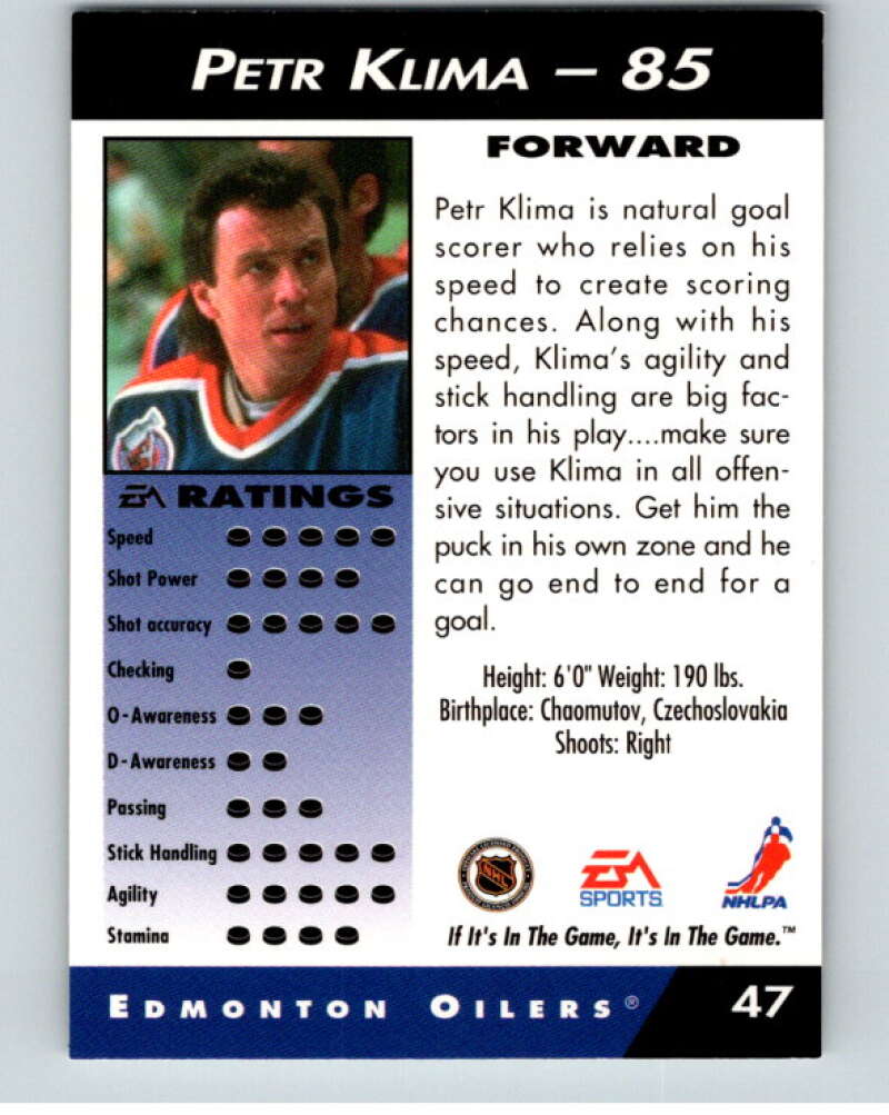 1994 EA Sports Hockey NHLPA '94 #47 Petr Klima V55165 Image 2