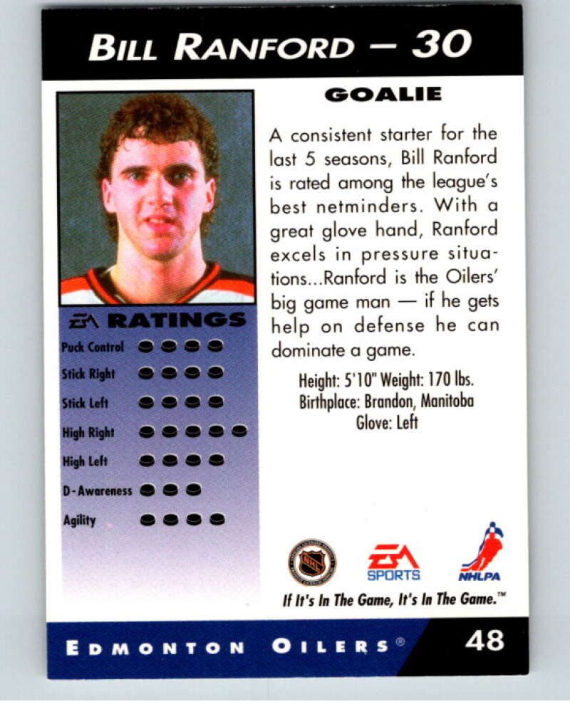 1994 EA Sports Hockey NHLPA '94 #48 Bill Ranford V55169 Image 2