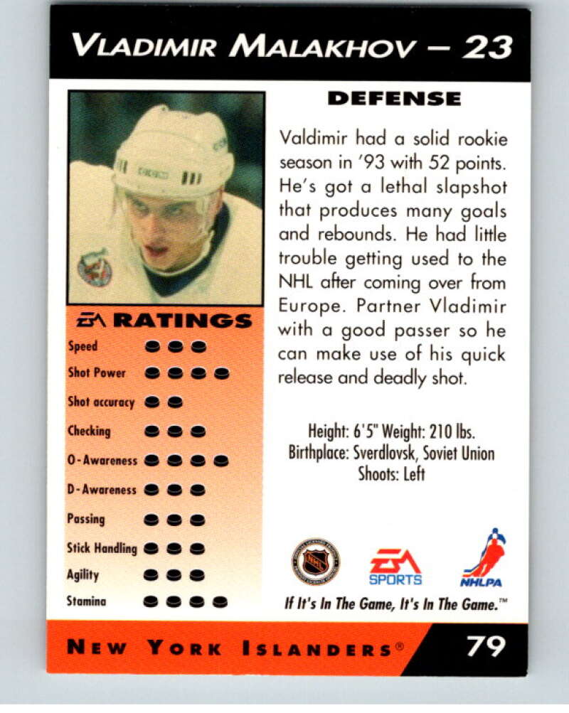 1994 EA Sports Hockey NHLPA '94 #79 Vladimir Malakhov V55197 Image 2