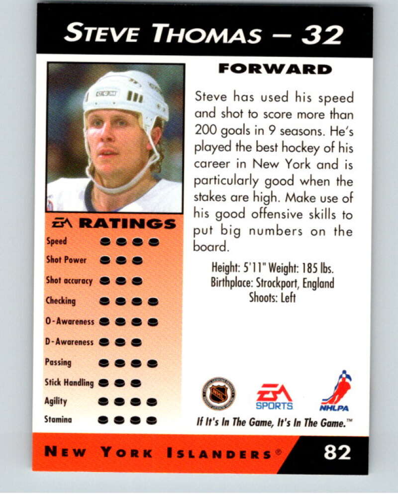 1994 EA Sports Hockey NHLPA '94 #82 Steve Thomas V55200 Image 2