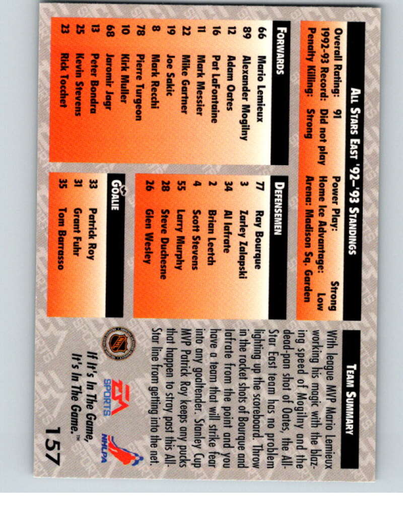 1994 EA Sports Hockey NHLPA '94 #157 All Star East V55255 Image 2