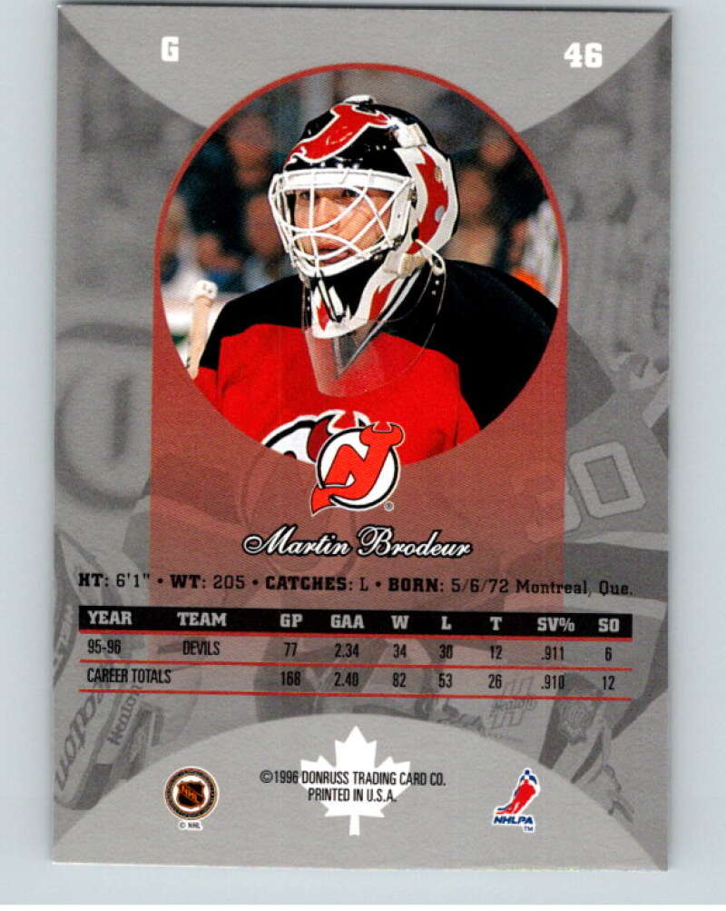 1996-97 Donruss Canadian Ice #46 Martin Brodeur New Jersey Devils V55334 Image 2