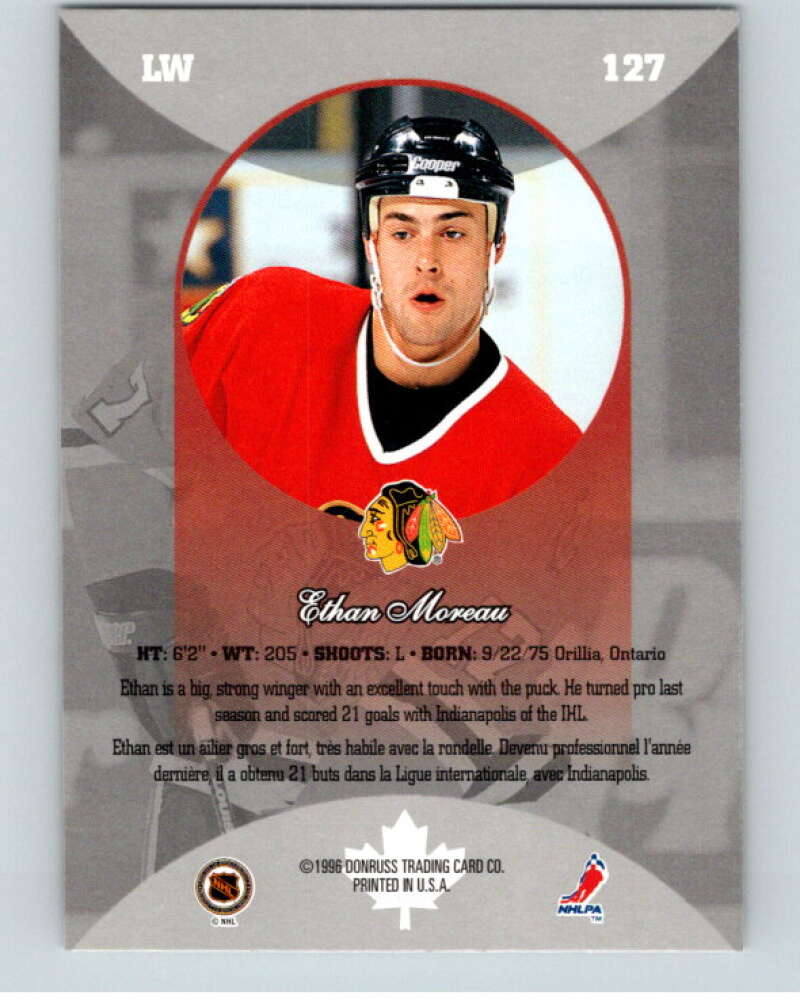 1996-97 Donruss Canadian Ice #127 Ethan Moreau RC Rookie Blackhawks V55415 Image 2