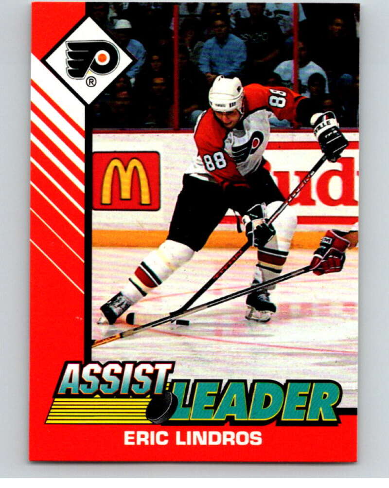 1993 Kenner Starting Lineup Cards Eric Lindros Assist Leader Image 1