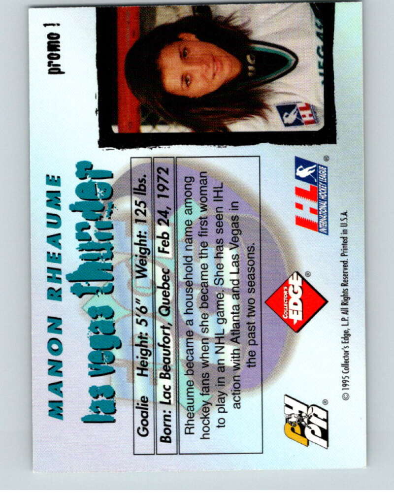 1996 Collector's Edge Ice Manon Rheaume Promo (Expo '95) Image 2
