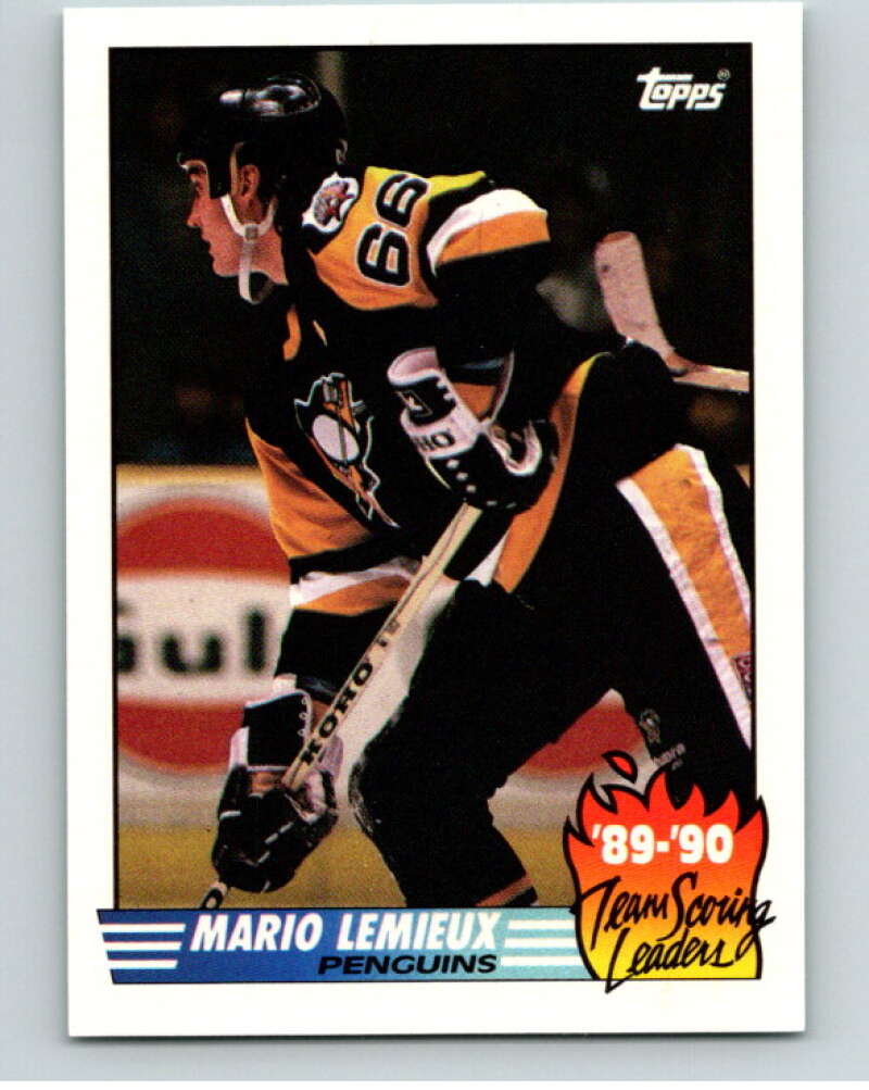 1990-91 Topps Team Scoring Leaders #17 Mario Lemieux Image 1