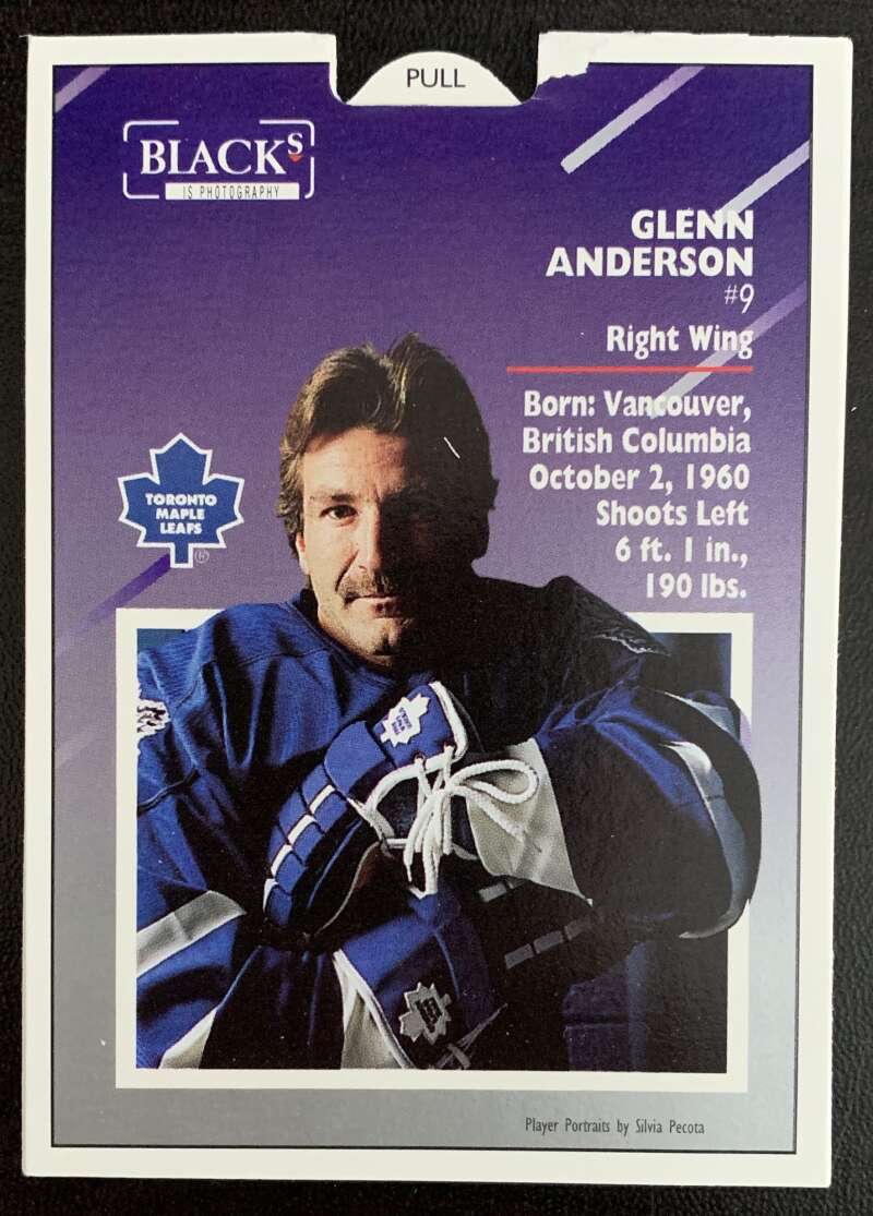 1993-94 Maple Leafs Score Black's #3 Glenn Anderson  V55715 Image 2