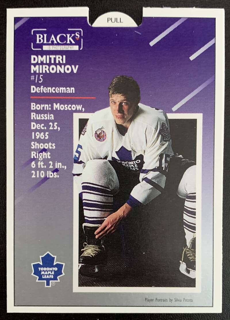 1993-94 Maple Leafs Score Black's #8 Dimitri Mironov V55906 Image 2