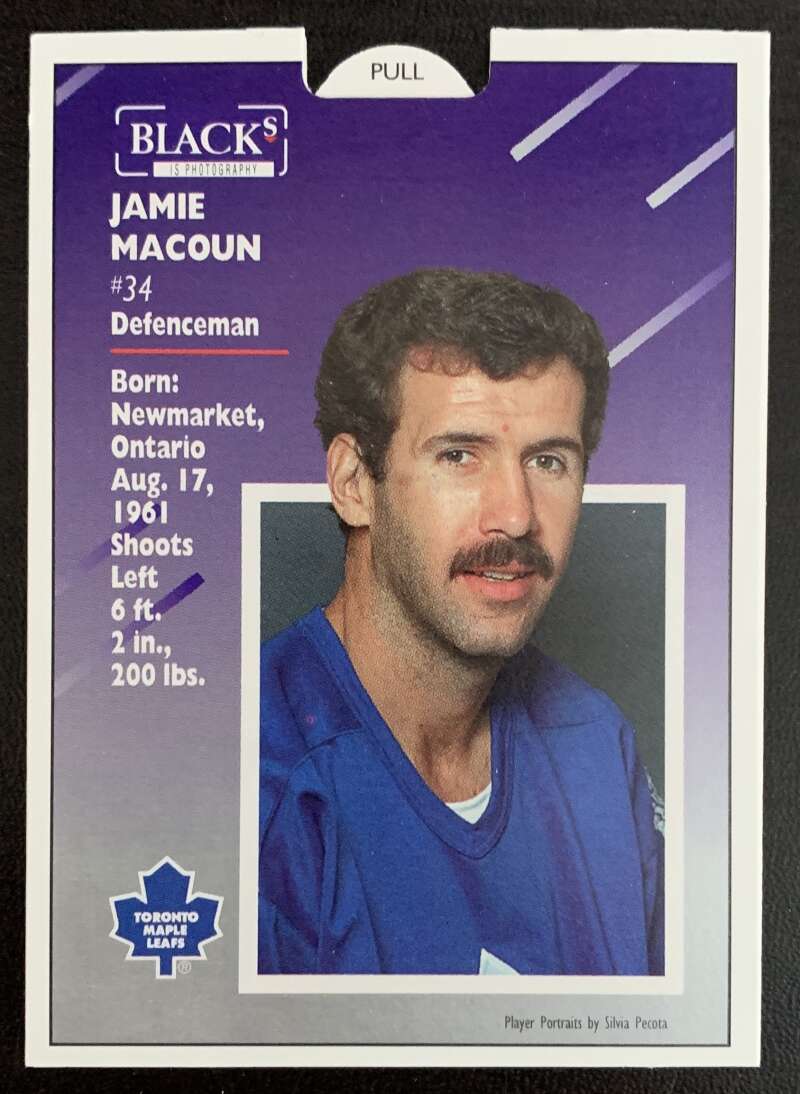 1993-94 Maple Leafs Score Black's #11 Jamie Macoun V56007 Image 2
