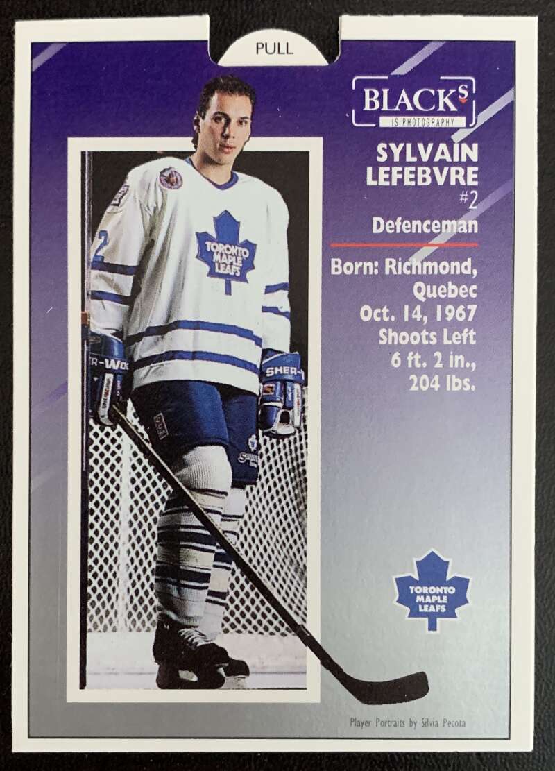 1993-94 Maple Leafs Score Black's #12 Sylvain Lefebvre V56067 Image 2