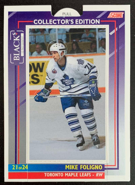 1993-94 Maple Leafs Score Black's #21 Mike Foligno  V56289 Image 1
